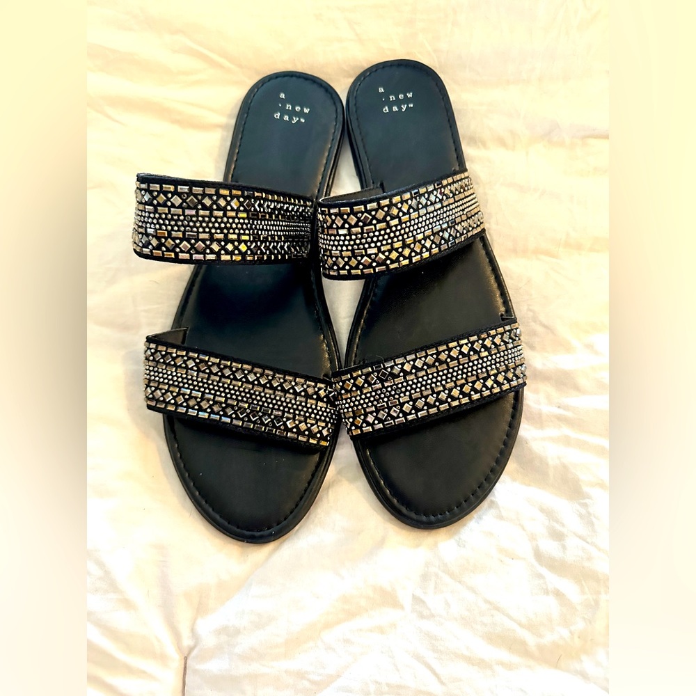 A new day bejeweled sandals